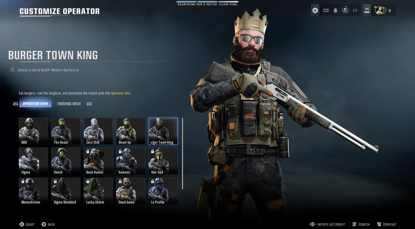 Warzone Burger King Crown Skin Set