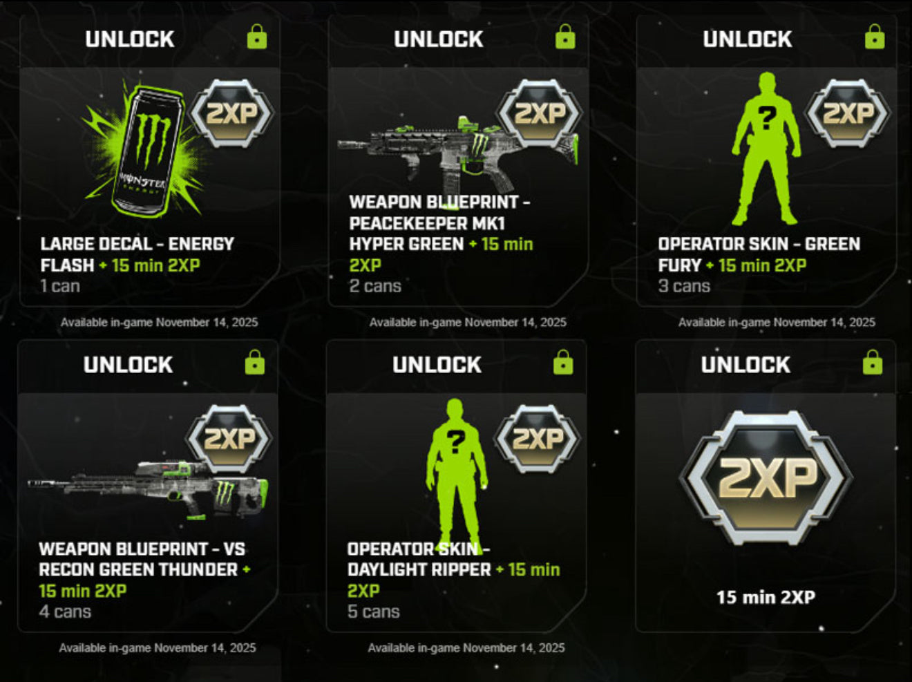 ALL Monster Energy X Black Ops 7 Rewards Pack + FREE DOUBLE XP
